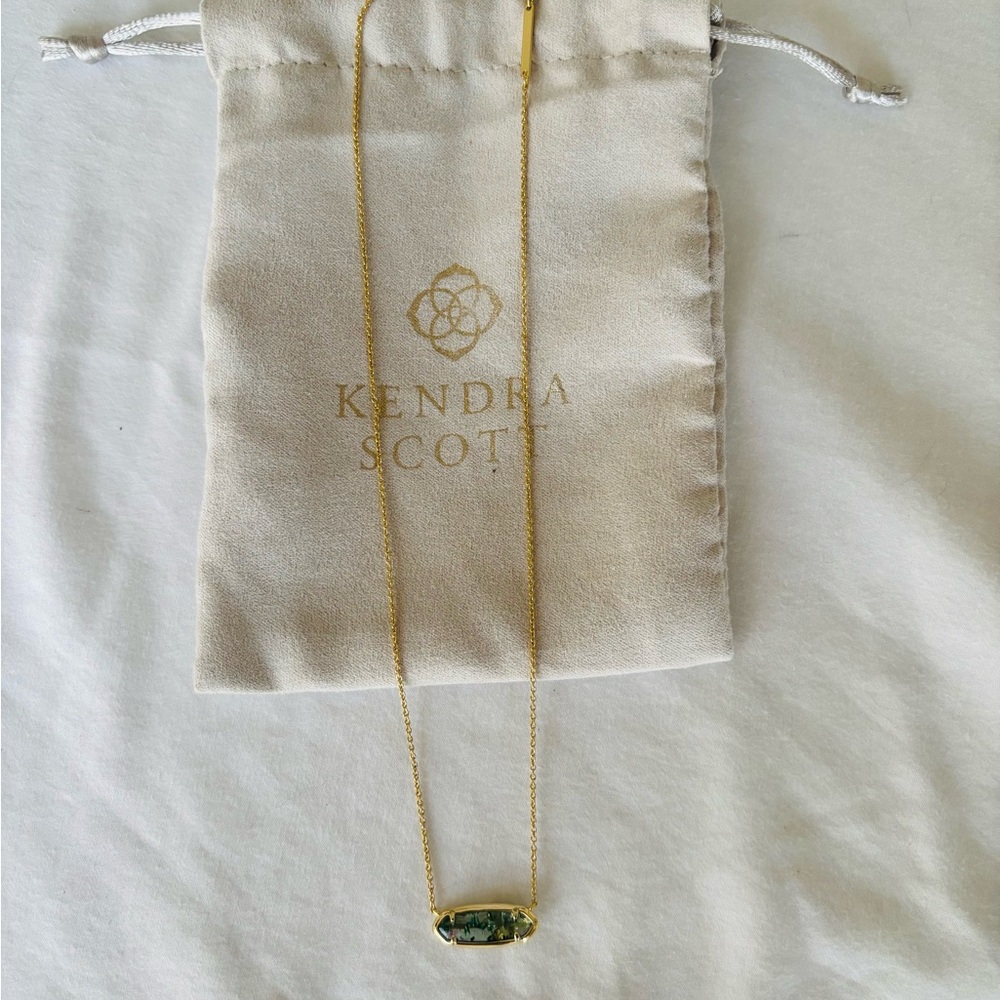 Kendra Scott Gold Necklace with Green Stone